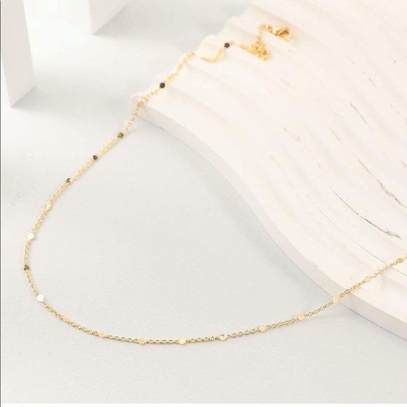 Gold Dainty Necklace, Gold Sparkle Necklace - Picture 1 of 5